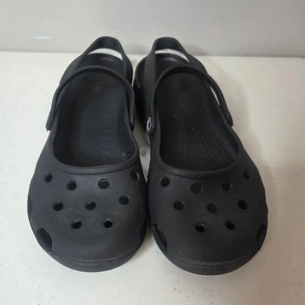Crocs Alice Mary Jane Womens Size 10 Black Slip on Comfort Flats